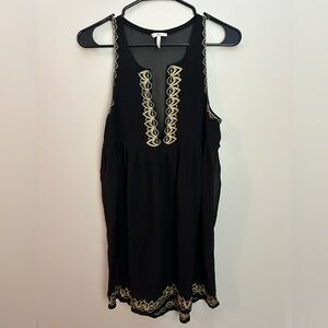 Joie Embroidered Sleeveless Blouse Tunic Black and Gold Small
